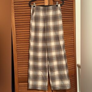 Uniqlo Plaid Wide-Leg Pants - tags on